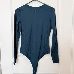 Woolx Womens Sophia Long Sleeve Bodysuit Size Small Teal Base Layer Round Neck